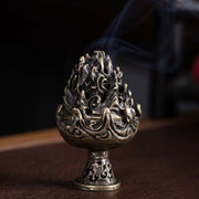 Buddha Stones Tibetan Mini Mountain Pattern Meditation Copper Alloy Incense Burner Incense Burner BS Bronze 4.5*6.8cm
