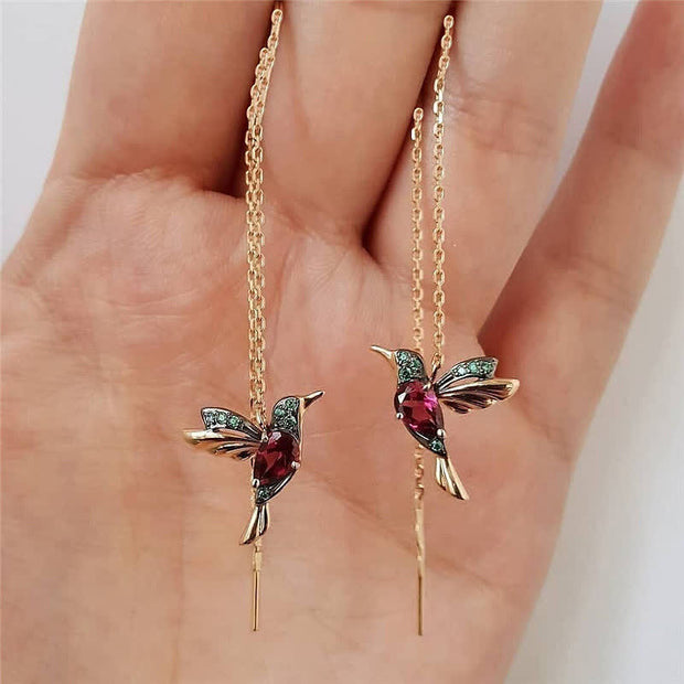 Buddha Stones Colorful Hummingbird Wealth Luck Earrings Earrings BS 7