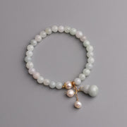 Buddha Stones Natural Jade Pearl Gourd Prosperity Luck Bracelet Bracelet BS 7