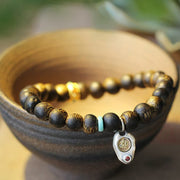 Buddha Stones Vietnam Qinan Agarwood Turquoise Balance Strength Bracelet Bracelet BS 8