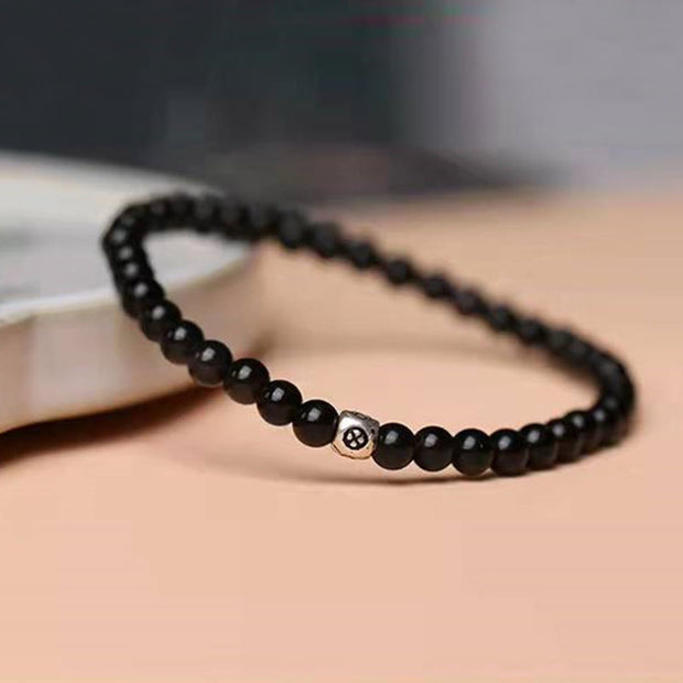 Buddha Stones Natural Black Obsidian Smoky Quartz Purification Strength Bracelet Bracelet BS 3