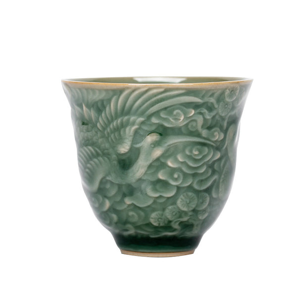 Buddha Stones Crane Pine Ceramic Teacup Kung Fu Tea Cup 80ml