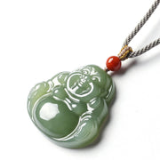 Buddha Stones Laughing Buddha Hetian Jade Abundance Necklace String Pendant Necklaces & Pendants BS 8