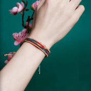 Buddha Stones Tibet Handmade Rainbow Multicolored Protection Braided String Bracelet Bracelet BS 9
