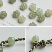 Buddha Stones Handmade Plum Blossom Flower Jade Luck Prosperity Braided Bracelet Bracelet BS 3