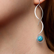 Buddha Stones Vintage Turquoise Bead Positive Love Drop Earrings Earrings BS Turquoise