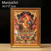 Buddha Stones Tibetan Framed Thangka Painting Blessing Decoration Decorations BS Manjushri