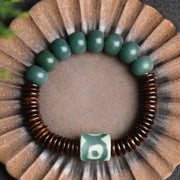 Tibetan Cyan Bodhi Seed Dzi Bead Coconut Shell Keep Away Evil Spirits Bracelet Bracelet BS 2
