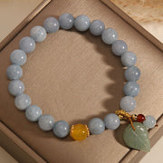 Buddha Stones Aquamarine Jade Leaf Healing Charm Bracelet Bracelet BS 6