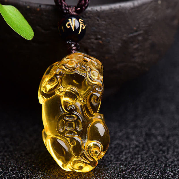 Buddha Stones FengShui Citrine PiXiu Wealth Necklace Pendant Necklaces & Pendants BS 6