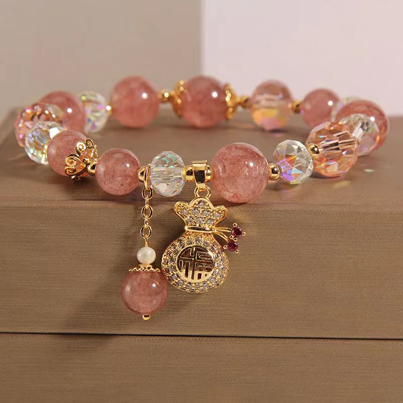 Flower Agate and store Strawberries Quartz bangle