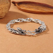 Buddha Stones 925 Sterling Silver Dragon Luck Protection Bracelet