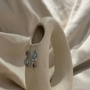 Buddha Stones Round Chalcedony Positive Dangle Drop Asymmetrical Earrings Earrings BS 15
