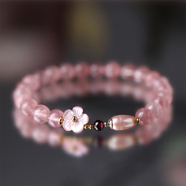 Buddha Stones Strawberry Quartz Peach Blossom Love Bracelet Bracelet BS Strawberry Quartz(Love♥Healing)