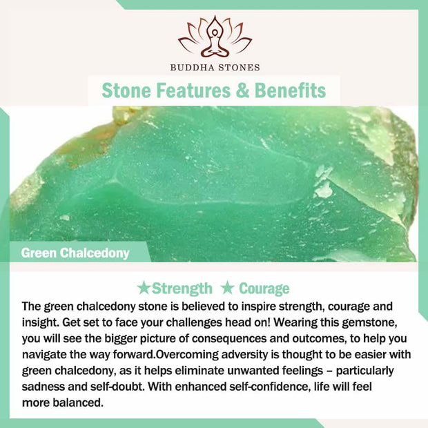 Buddha Stones Natural Green Chalcedony Strength Courage Cuff Bangle Bracelet Bracelet Bangle BS 16