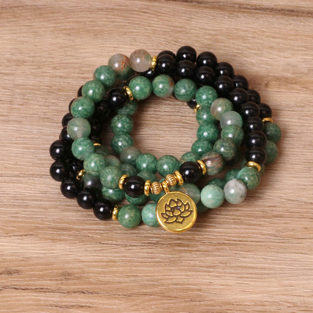 Buddha Stones 108 Beads Natural Agate Mala Healing Bracelet Mala Bracelet BS 2