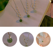 Buddha StonesNatural Hetian Jade Pearl Luck Bead Necklace Pendant