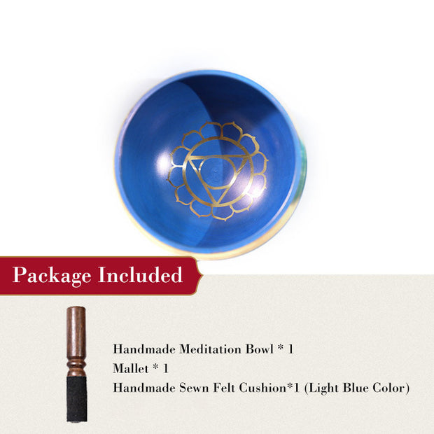 Buddha Stones Tibetan Sound Bowl Handcrafted for Chakra Healing and Mindfulness Meditation Singing Bowl Set Singing Bowl buddhastoneshop Light Blue 3.15IN (8CM)