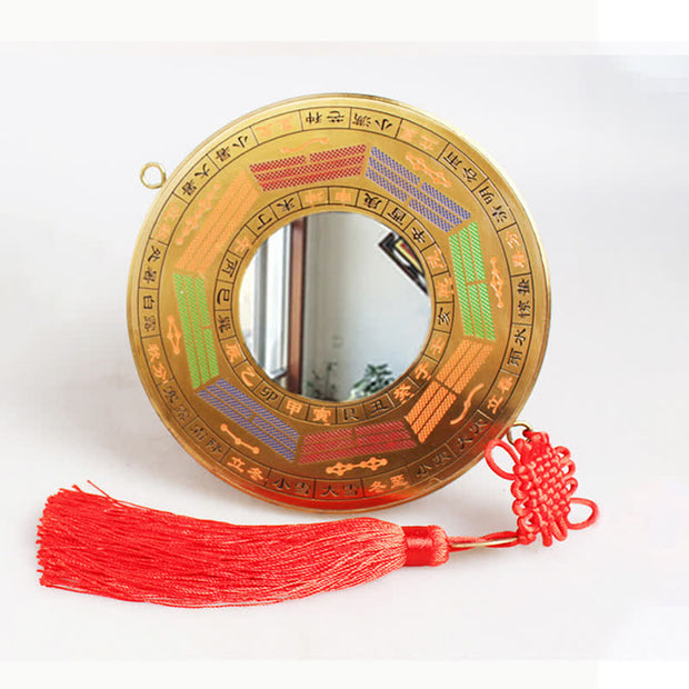 Buddha Stones Feng Shui Bagua Map Copper Coin Chinese Knotting Balance Energy Map Bagua Map BS 16cm Four Seasons Bagua Map Concave Mirror