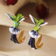 Buddha Stones Hummingbird Wealth Luck Earrings Earrings BS 1