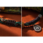 Buddha Stones Tibetan Dzi Bead Agate Yak Bone Wealth Rope Bracelet