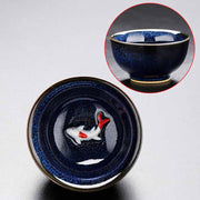 Buddha Stones Small Koi Fish Kiln Change Chinese Jianzhan Ceramic Teacup Kung Fu Tea Cup 60ml