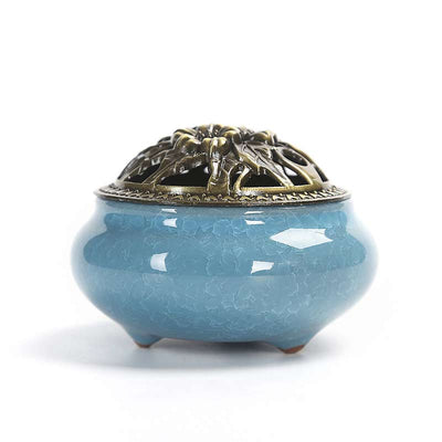 Buddha Stones Colorful Ceramic Incense Burner Incense Burner BS Skyblue