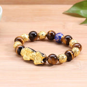 Buddha Stones Golden Tiger Eyes Color-changing Pixiu Protection Bracelet Bracelet BS 2