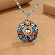 Buddha Stones Year of the Dragon Colorful Double Dragons Playing Bead Copper Protection Necklace Pendant