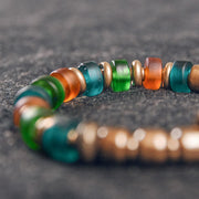 Buddha Stones Tibetan Colorful Glass Beads Copper Wealth Bracelet