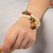 Buddha Stones Bodhi Seed Lotus Pod Charm Peace Double Wrap Bracelet Bracelet BS 10