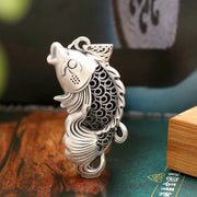 Buddha Stones 999 Sterling Silver Koi Fish Luck Success Prosperity 925 Sterling Silver Necklace Pendant