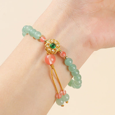 Buddha Stones Green Aventurine Luck Bead Tassel Bracelet