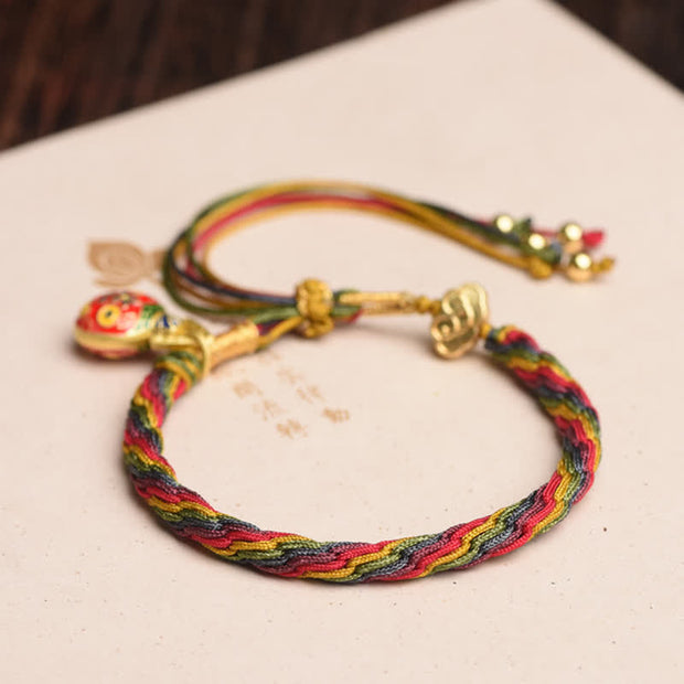 Buddha Stones Gold Swallowing Beast Family Luck Reincarnation Knot Colorful String Bracelet Bracelet BS 2