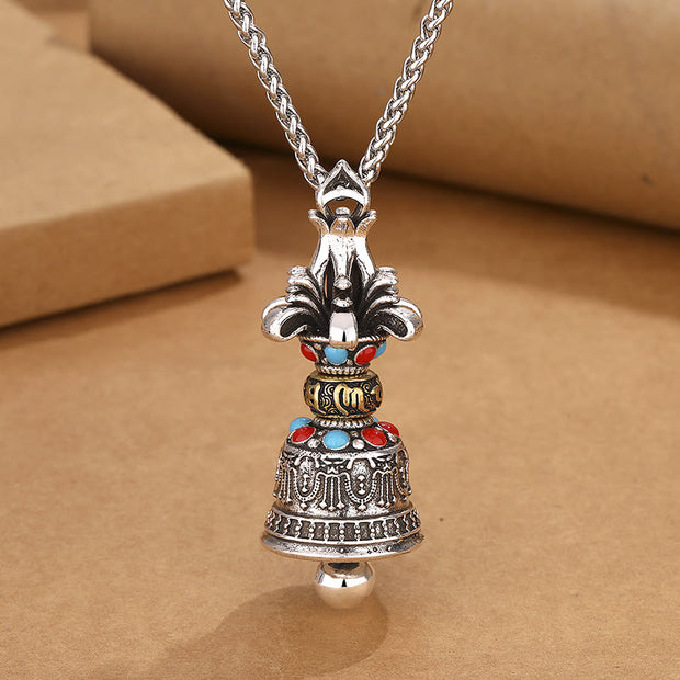 Buddha Stones Tibetan Om Mani Padme Hum Dorje Vajra Bell Strength Necklace Pendant Necklaces & Pendants BS 1