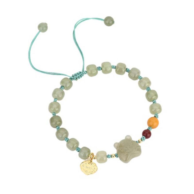 Buddha Stones Chinese Zodiac Tiger Jade Blessing String Bracelet Bracelet BS 4