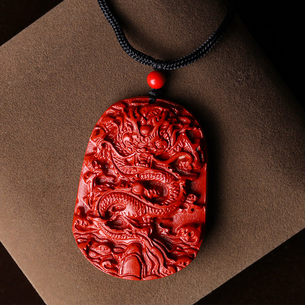 Buddha Stones Year of the Dragon Natural Cinnabar Luck Protection Necklace Pendant Necklaces & Pendants BS 2
