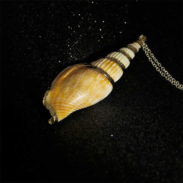 Buddha Stones Natural Shankha Conch Shell Seashell Lucky Necklace Pendant Necklaces & Pendants BS 7