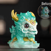 Buddha Stones Color Changing Small Kirin Resin Tea Pet Home Figurine Decoration Decorations BS Color Changing Cyan Kirin 12*8*11.5cm
