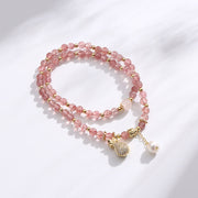 Buddha Stones Strawberry Quartz Money Bag Positive Charm Double Wrap Bracelet Bracelet BS 2