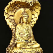 Buddha Stones Buddha Shakyamuni Snake Figurine Serenity Copper Statue Home Offering Decoration Decorations BS 5