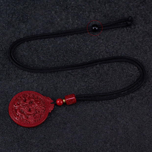 Buddha Stones Year of the Dragon Natural Cinnabar Dragon Protection Necklace Pendant Necklaces & Pendants BS 9