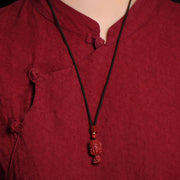 Buddha Stones Chinese Zodiac Natal Buddha Natural Cinnabar Amulet Keep Away Evil Spirits Necklace Pendant Necklaces & Pendants BS 15