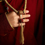 Buddha Stones Tibet 108 Mala Beads Bodhi Seed Cross Vajra Dharma Wheel PiXiu Wealth Bracelet Mala Bracelet BS 11