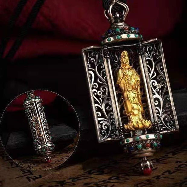 Buddha Stones Tibetan Avalokitesvara Silver Wealth Protection Decoration Decorations BS 3