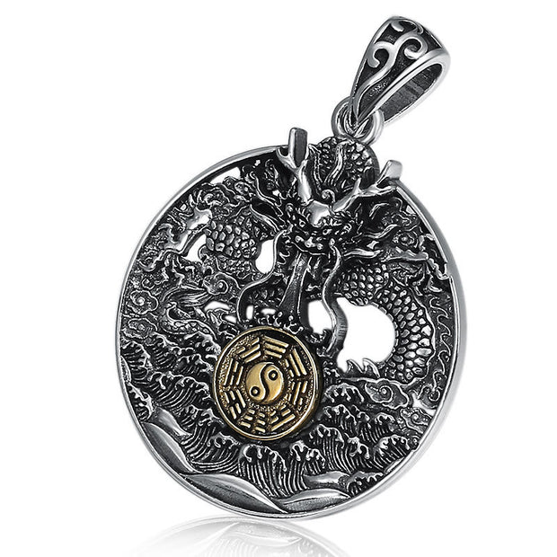 Buddha Stones Dragon Waves Yin Yang Bagua Luck Strength Necklace Pendant Necklaces & Pendants BS 5