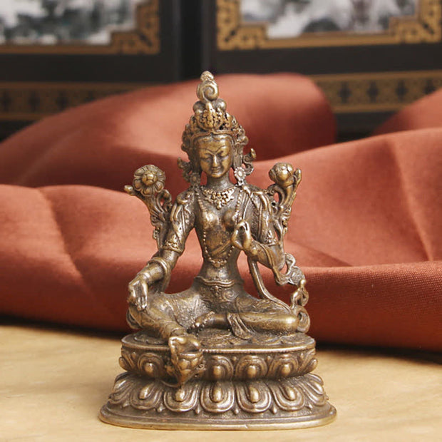 Buddha Stones Bodhisattva Green Tara Calm Hope Copper Statue Decoration Decorations BS 2