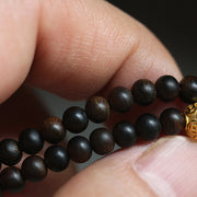 Buddha Stones 999 Gold Nha Trang Heiqinan Agarwood Amber Red Agate Strength Meditation Bracelet Bracelet BS 5