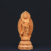 Buddha Stones Handcrafted Mahasthamaprapta Bodhisattva Thuja Sutchuenensis Wood Optimistic Decoration Decorations BS 6