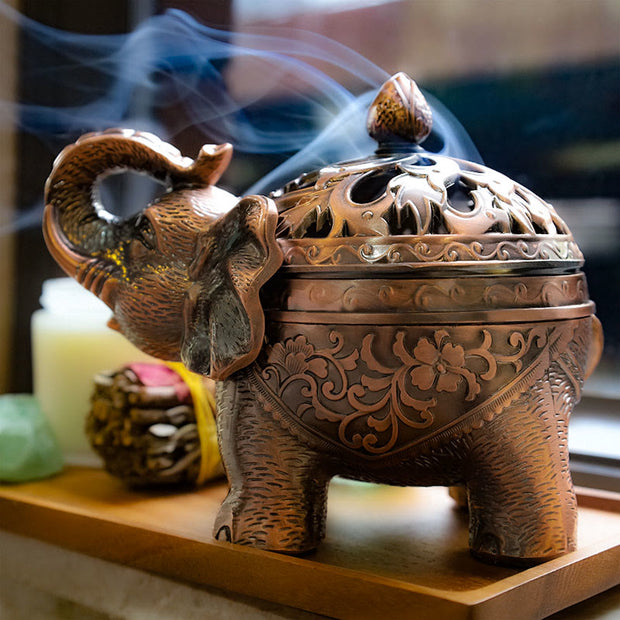 Buddha Stones Elephant Alloy Incense Holder Home Decoration Incense Burner